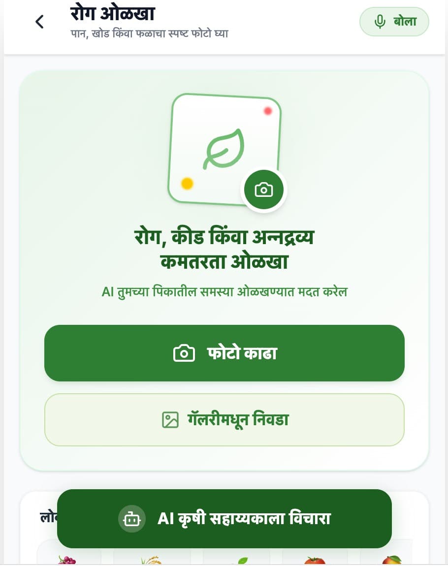 निवडक चाचणी स्कॅनरमध्ये फोटो निवडण्याची स्क्रीन
